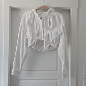 Zara White Hooded Jeans Jacket